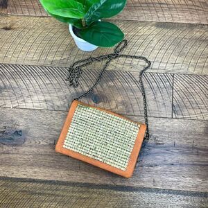 STREET LEVEL orange leather studded stud crossbody purse metal bag fold over